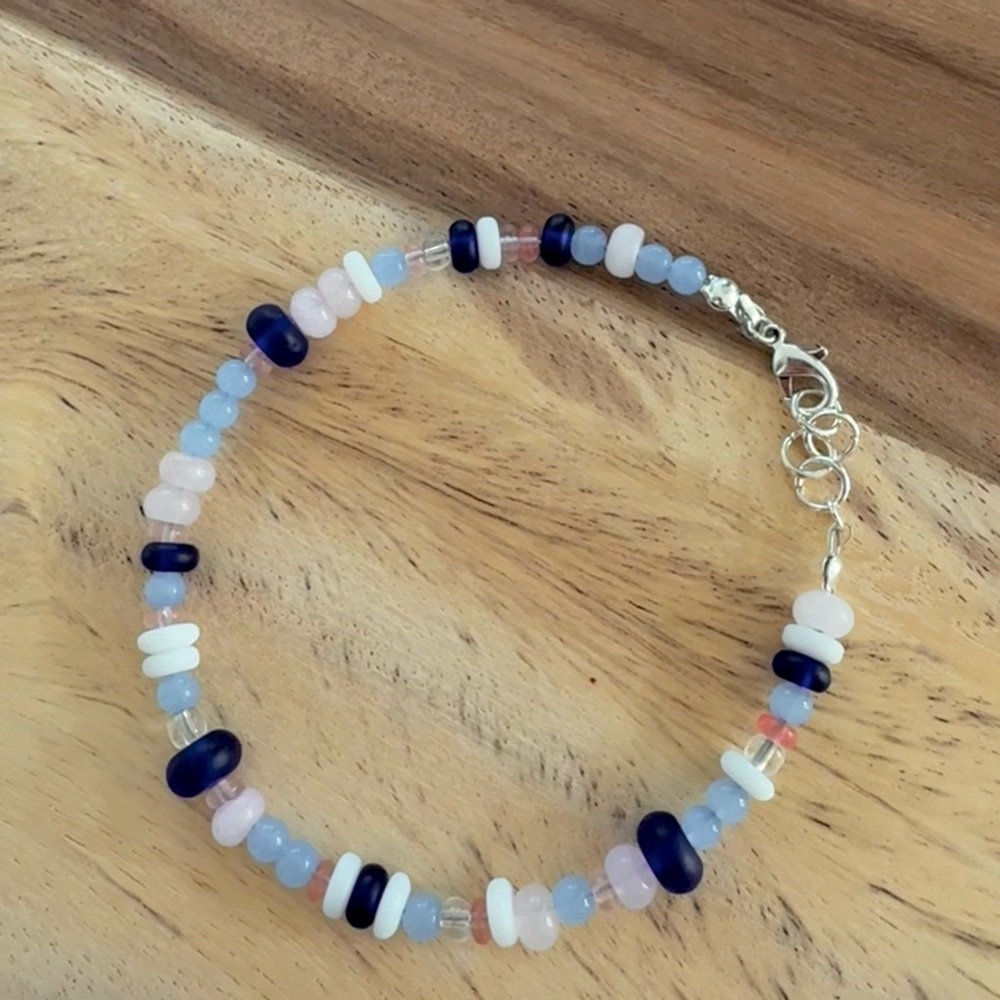 Beaded Anklet with Rose Quartz
